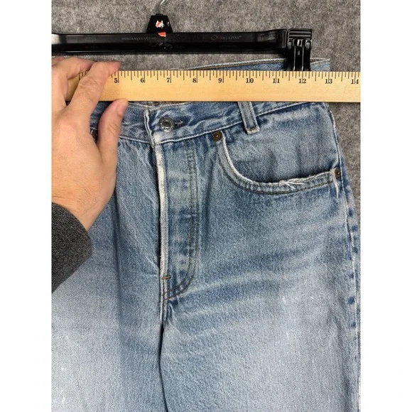 VINTAGE Levis 701 Jeans Womens 26 x 29 Blue Distressed Holes Made USA COOL! - Picture 13 of 14